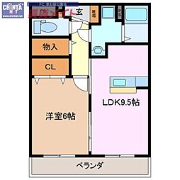 リオンドール桜橋 1LDKの間取図画像