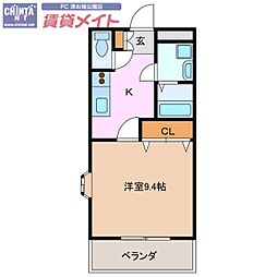 サンコーポヒロサワ 1Kの間取図画像