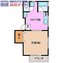 アン・セーヌ・ビラA 1DKの間取図画像