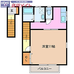 メルシー 1Kの間取図画像