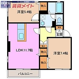 リゾナーレB 3DKの間取図画像