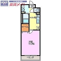 サクラーレ 1Kの間取図画像