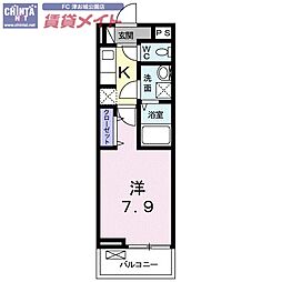 プレミール 1Kの間取図画像