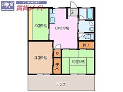 コーポ増田 3DKの間取図画像