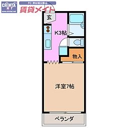 小宮ハイツ 1Kの間取図画像