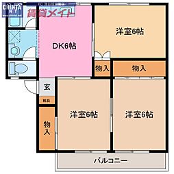 ハイツ花梨 3DKの間取図画像