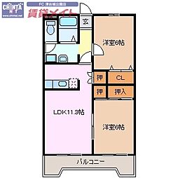 マーガレットA&S 2LDKの間取図画像