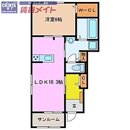フロンティア1 1LDKの間取図画像