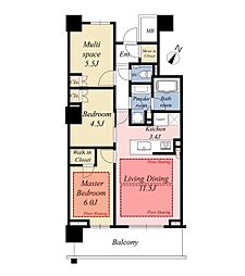 パークホームズ豊洲ザレジデンス 2SLDKの間取図画像