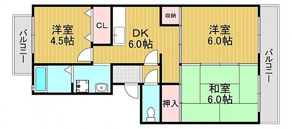 ファミールぴあ狭山 ｜大阪府大阪狭山市金剛2丁目(賃貸マンション3DK・2階・55.00㎡)の写真 その2