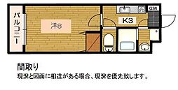 ドミール 1Kの間取図画像