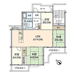 志井サンハイツ20 4LDKの間取図画像