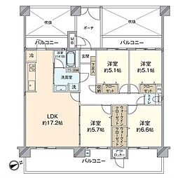 アーティックスヴィセント大手町 4LDKの間取図画像