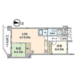 ホワイトキャッスル若葉 2LDKの間取図画像