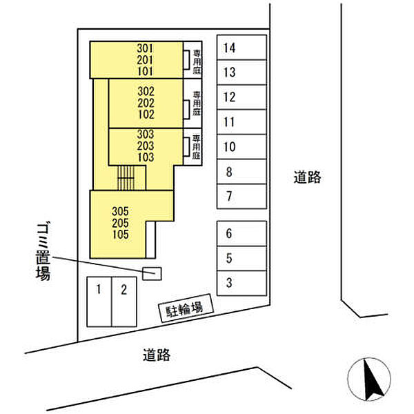 ハピネス2 ｜広島県福山市東手城町3丁目(賃貸アパート1LDK・3階・46.78㎡)の写真 その3