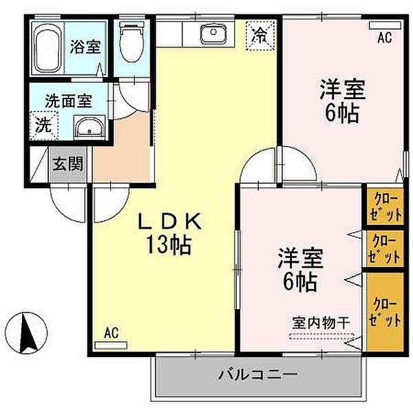 シティーハウス南手城 ｜広島県福山市南手城町3丁目(賃貸アパート2LDK・2階・55.47㎡)の写真 その2