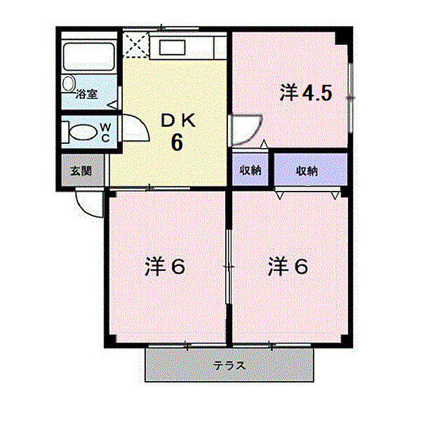 シティハイツたかはし ｜広島県福山市山手町3丁目(賃貸アパート3DK・1階・45.10㎡)の写真 その2