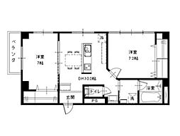 山徳ビル 1階2DKの間取り
