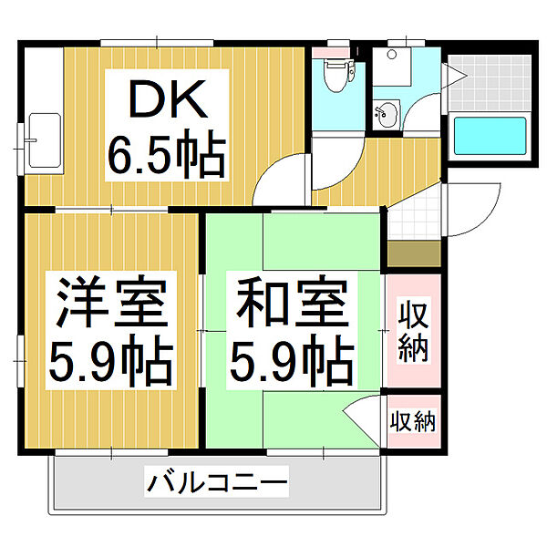 フレグランスアゼリアA ｜長野県塩尻市大門三番町(賃貸アパート2DK・1階・42.00㎡)の写真 その2