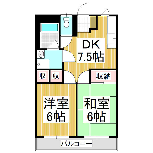 メゾンサンシティ 407｜長野県塩尻市大字広丘堅石(賃貸マンション2DK・4階・39.63㎡)の写真 その2