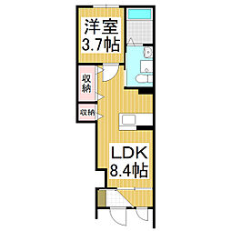 JR中央本線 みどり湖駅 徒歩20分の賃貸アパート 1階1LDKの間取り