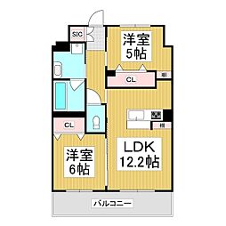 コンフォーティア広丘吉田III　A棟 10階2LDKの間取り