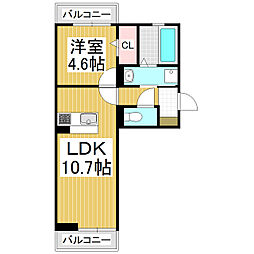 GRAND D-ROOM 堅石 1LDKの間取図画像