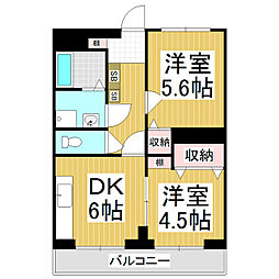 ルミエールドソレイユ 2DKの間取図画像