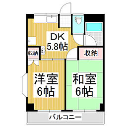 ホワイトホース 2DKの間取図画像