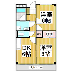 リンピアスパークル 2DKの間取図画像