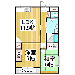 クレイドル長加 2LDKの間取図画像