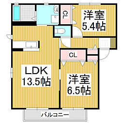 グランシードガイア 2LDKの間取図画像