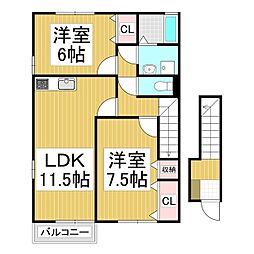 フォレストグリーンハマB 2LDKの間取図画像