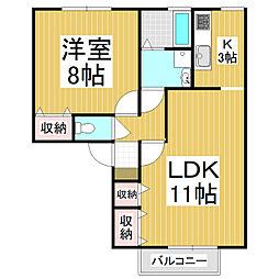 グリーンゲイブルズA 1LDKの間取図画像