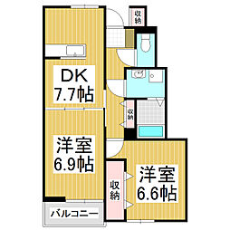 ボム・コリーヌ3 2DKの間取図画像