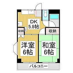 ホワイトホース 2DKの間取図画像