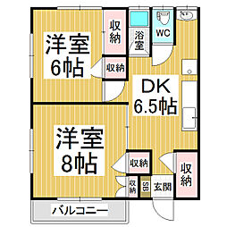 清和ハイツ 2DKの間取図画像