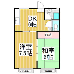 クローバーハウス 2DKの間取図画像