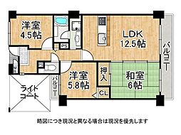 パームスクエアジェームス山 3LDKの間取図画像