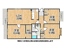 ベルエール西神南19番館 3LDKの間取図画像