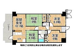 サンシティ朝霧 4LDKの間取図画像