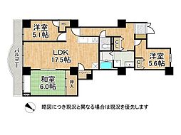 須磨パークヒルズC棟CYGNUS 2SLDKの間取図画像