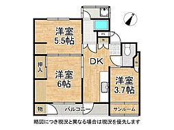 大蔵谷住宅 3Kの間取図画像