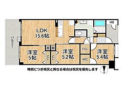 メロディーハイム須磨フェルコリーナ 3LDKの間取図画像