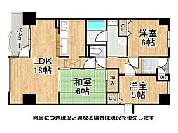 朝日プラザウエスティ神戸 3LDKの間取図画像