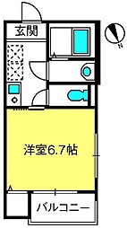 ボヌール指扇 2階1Kの間取り