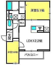 ノーブルパレス上木崎 3階2LDKの間取り