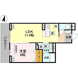 さいたま市北区土呂町1丁目アパート 1LDKの間取図画像