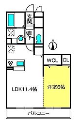 メリーコート 1LDKの間取図画像
