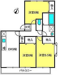 ドエル本町 3DKの間取図画像